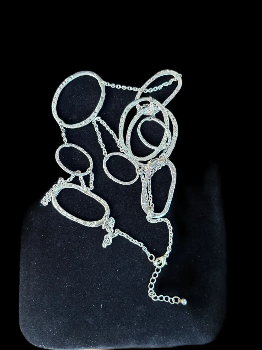 Long Silver-Tone Open Oval Link Necklace